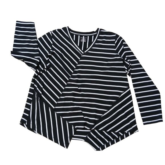 Westbound Woman Asymmetrical Striped Tunic Top Vneck Stretch Womens Plus Size 2X - Picture 1 of 5